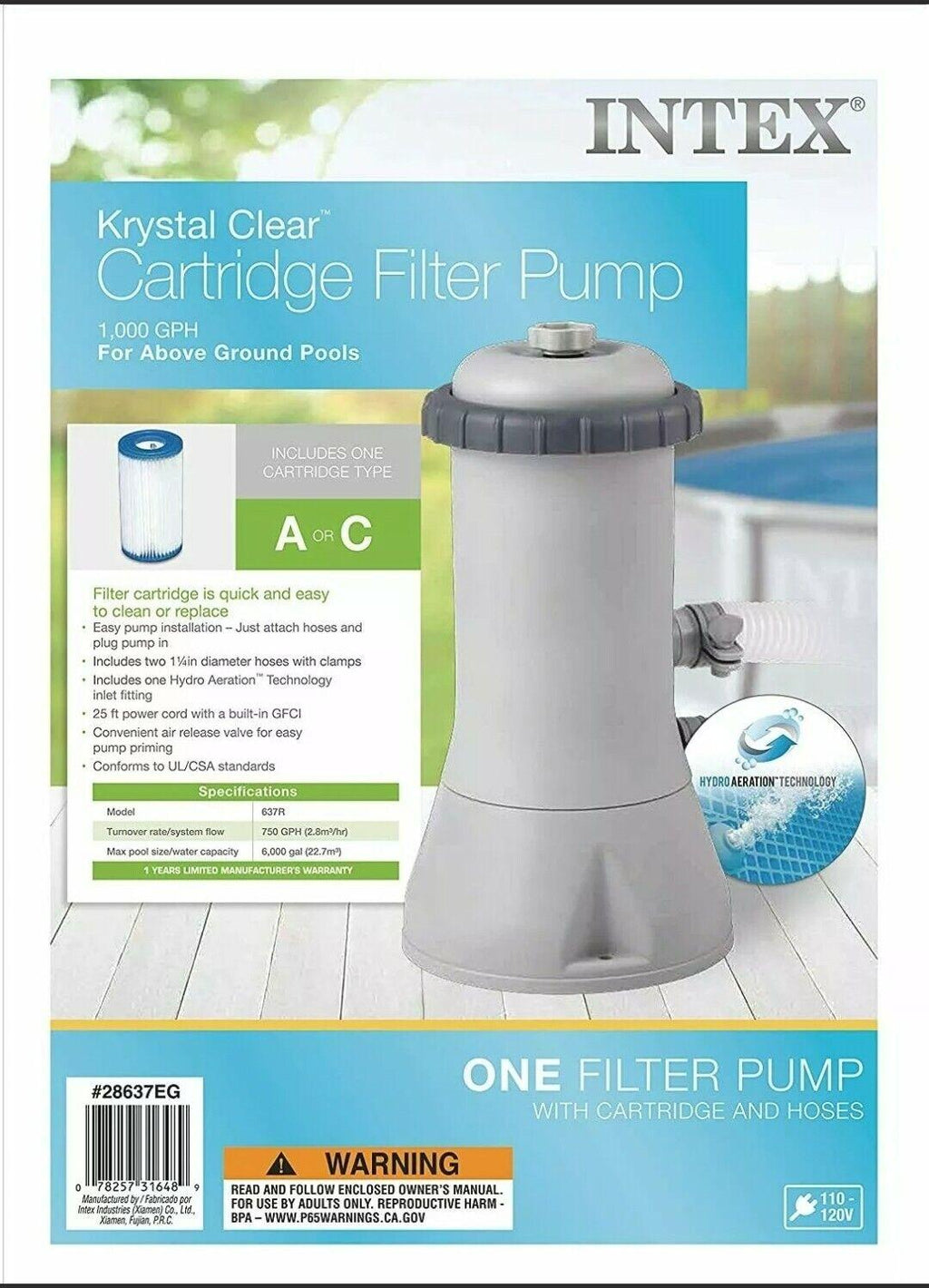 intex 28637eg 1000 gph easy set above ground swimming pool filter pump system