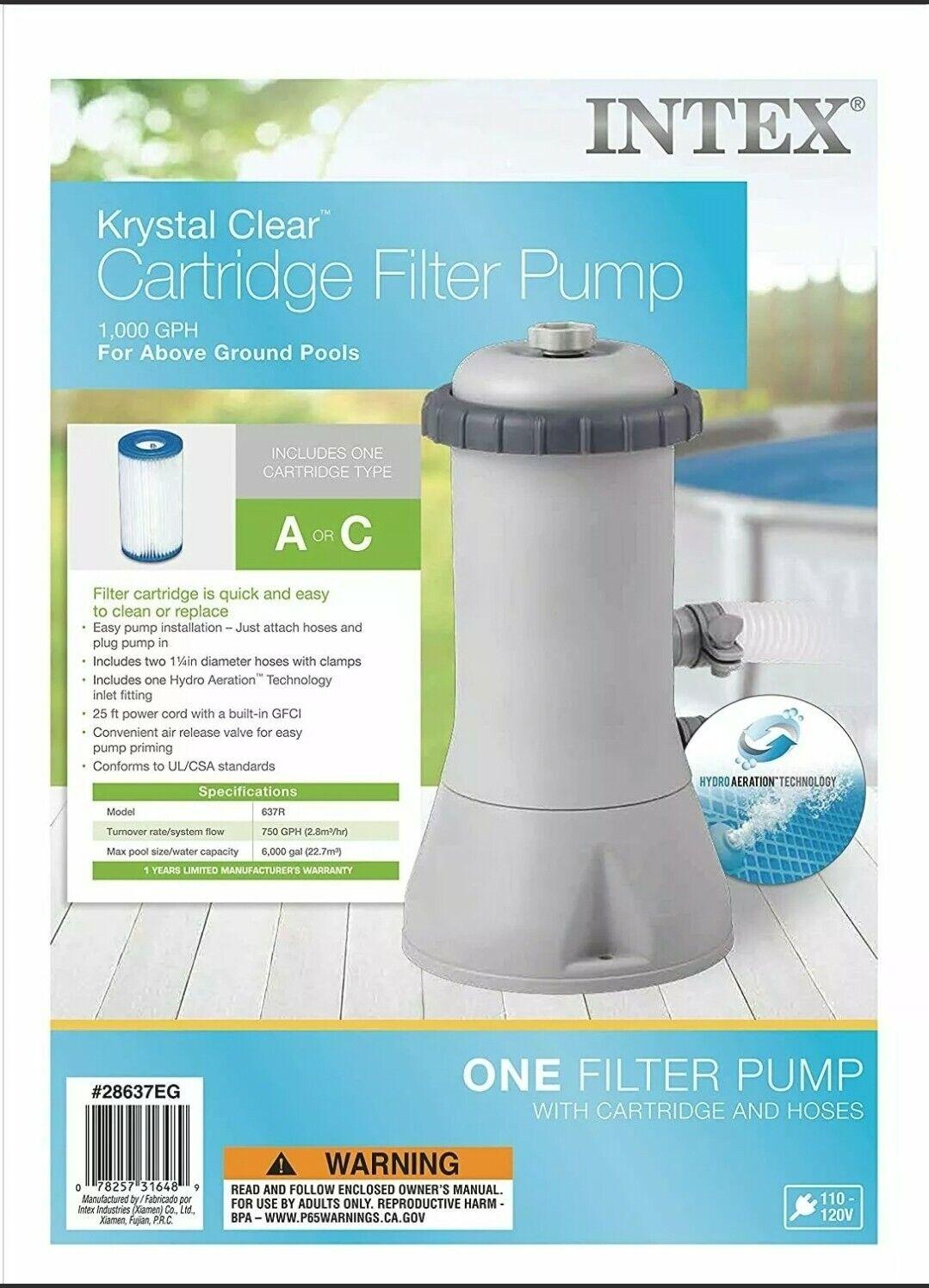 intex 28637eg 1000 gph easy set above ground swimming pool filter pump system