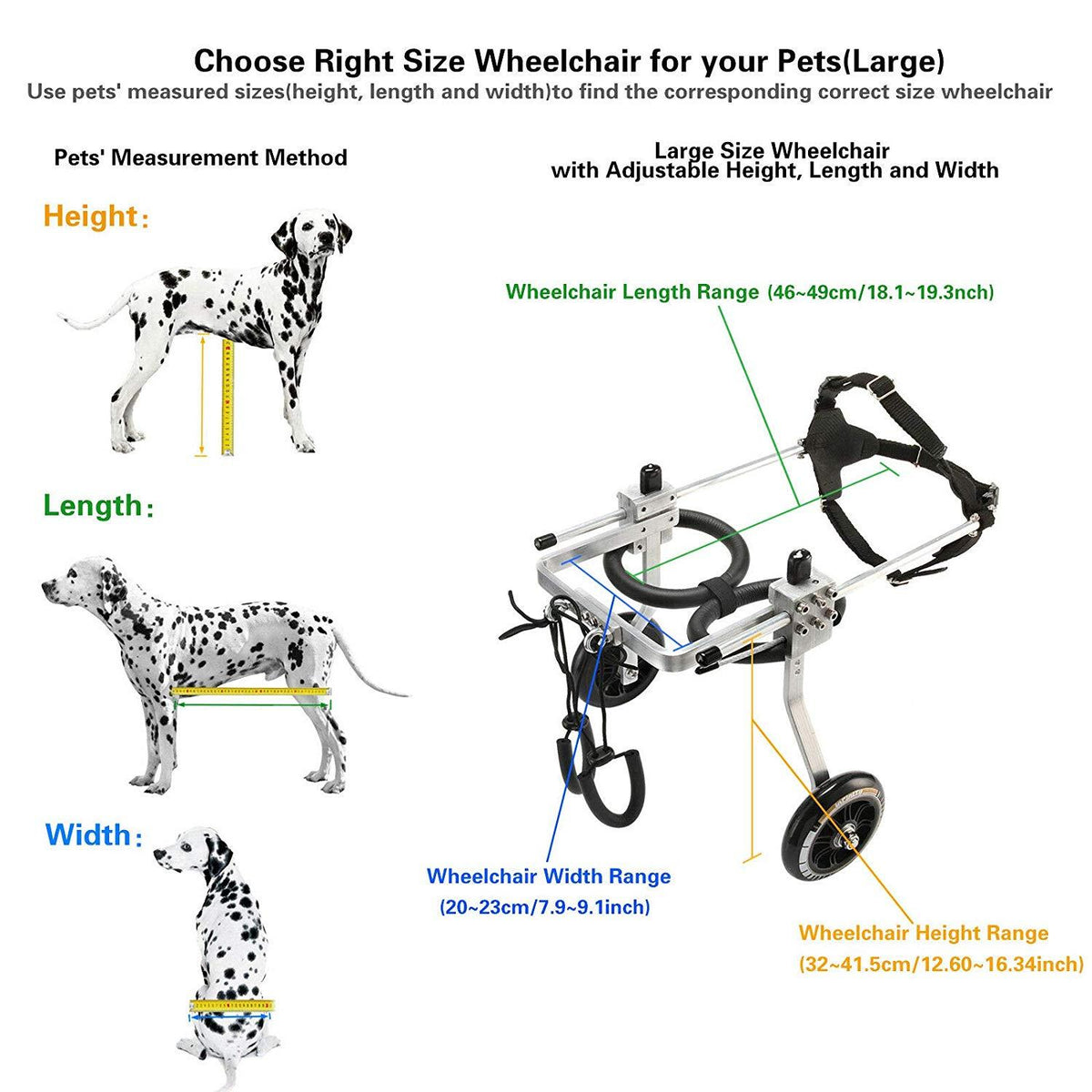 Briday LarSize  Steel Pet/Dog Wheelchair Handicapped Hind Legs Pet/Dog