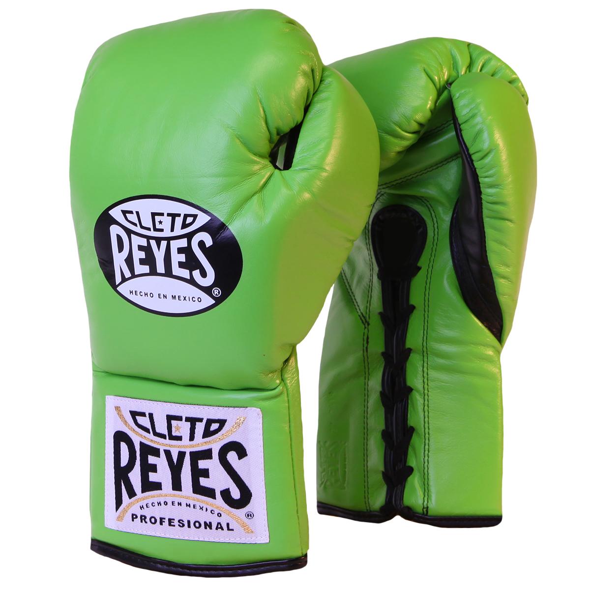 Cleto Reyes Official Lace Up Competition Boxing Gloves - 8 oz. - Citrus Green