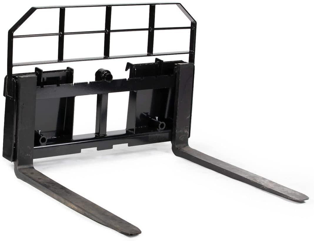 titan attachments hd skid steer pallet fork attachment, 48" fork blades, rate 5,500 lb, quick tach tractor loader