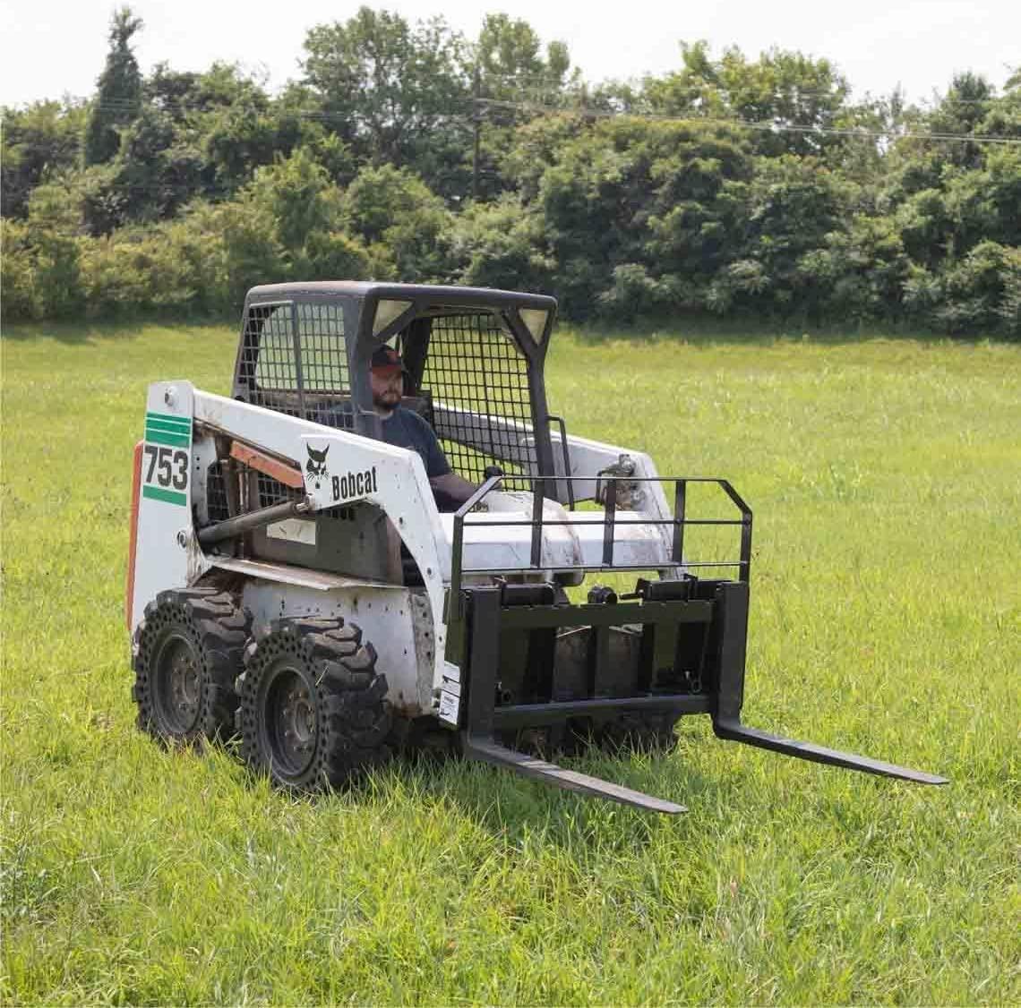 titan attachments hd skid steer pallet fork attachment, 48" fork blades, rate 5,500 lb, quick tach tractor loader