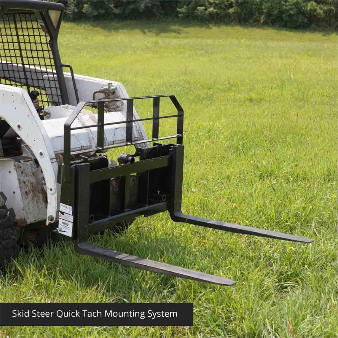 titan attachments hd skid steer pallet fork attachment, 48" fork blades, rate 5,500 lb, quick tach tractor loader