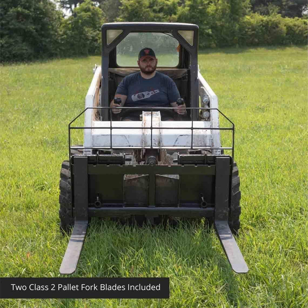 titan attachments hd skid steer pallet fork attachment, 48" fork blades, rate 5,500 lb, quick tach tractor loader