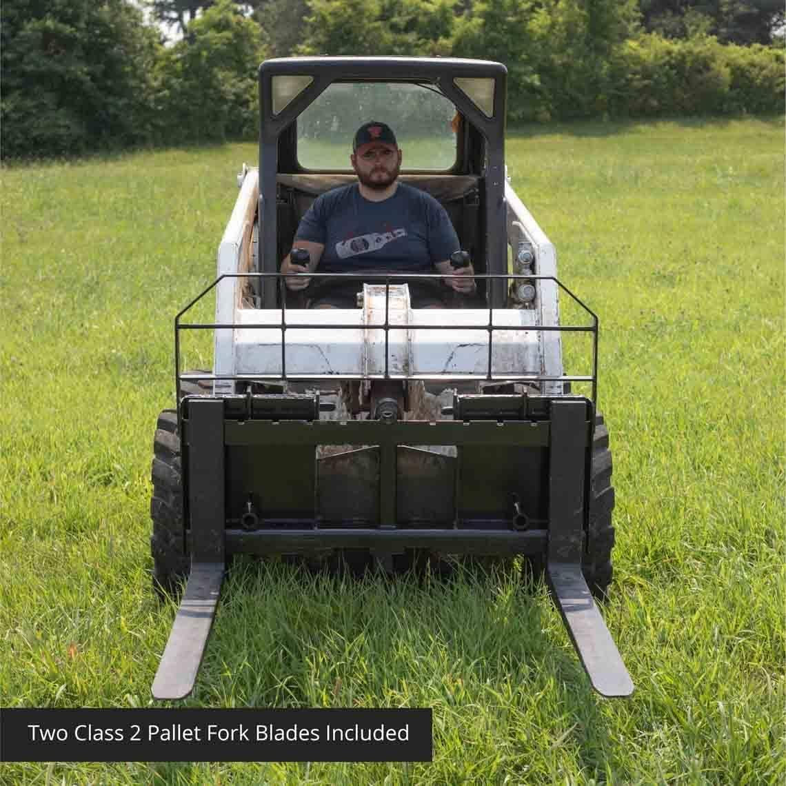titan attachments hd skid steer pallet fork attachment, 48" fork blades, rate 5,500 lb, quick tach tractor loader