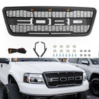 2004-2008 F150 Ford Black Raptor Style Black Front Mesh Hood Grill Grille Replacement With LED Generic