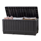 Kent92 Gallon Resin Deck Box-Organization and Storafor Patio Furniture Outdoor Cushions, Throw Pillows, Garden Tools and Pool Floats, Dark Grey