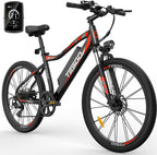 TESGO Electric Bikes for Adults Climber - 26’’ Electric Bicycle with Removable 48V/10.4Ah LG Cells Battery, 350W Electric Mountain Bike with  7 Speed Gears, Max 21MPH Ebike with Fork Suspension