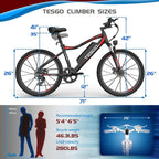 TESGO Electric Bikes for Adults Climber - 26’’ Electric Bicycle with Removable 48V/10.4Ah LG Cells Battery, 350W Electric Mountain Bike with  7 Speed Gears, Max 21MPH Ebike with Fork Suspension