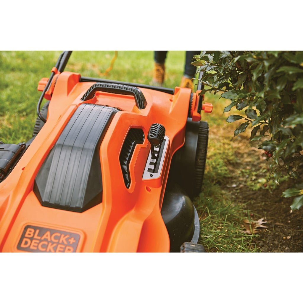 Electric Push Lawn Mower, Corded, 13 Amp, 20-Inch Cutting Deck, 6 Setting Height Adjustment, Compact Storage, Collection Bag (BEMW213)