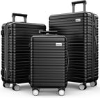 Expandable Luggage Sets Clearance 3 Piece Hardshell Lightweight PC+ABS Suitcase Spinner Wheels TSA Lock Black