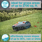 15001-41 SILENO City - Automatic Robotic Lawn Mower, with Bluetooth app and Boundary Wire, one of quietest in its Class, for lawns up to 2700 Sq Ft, Made in Europe, Grey
