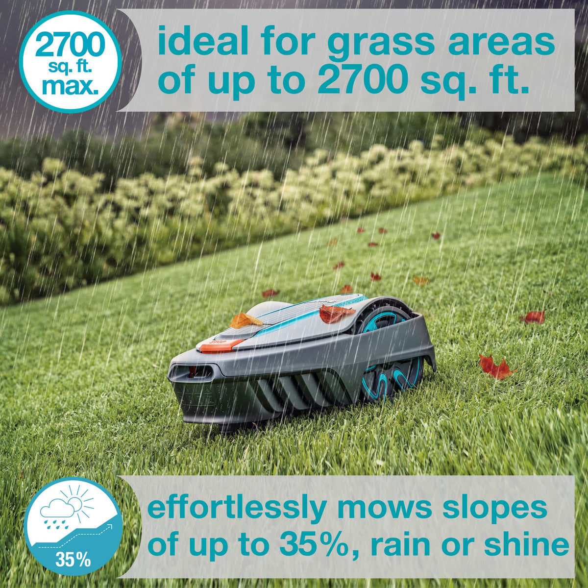 15001-41 SILENO City - Automatic Robotic Lawn Mower, with Bluetooth app and Boundary Wire, one of quietest in its Class, for lawns up to 2700 Sq Ft, Made in Europe, Grey