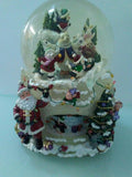 9 1/2" x 7  Christmas Santa Claus &amp; Friends Musical Revolving Globe Snow