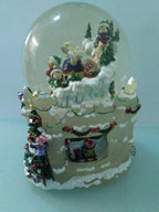 9 1/2" x 7  Christmas Santa Claus &amp; Friends Musical Revolving Globe Snow