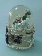 9 1/2" x 7  Christmas Santa Claus &amp; Friends Musical Revolving Globe Snow