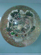9 1/2" x 7  Christmas Santa Claus &amp; Friends Musical Revolving Globe Snow