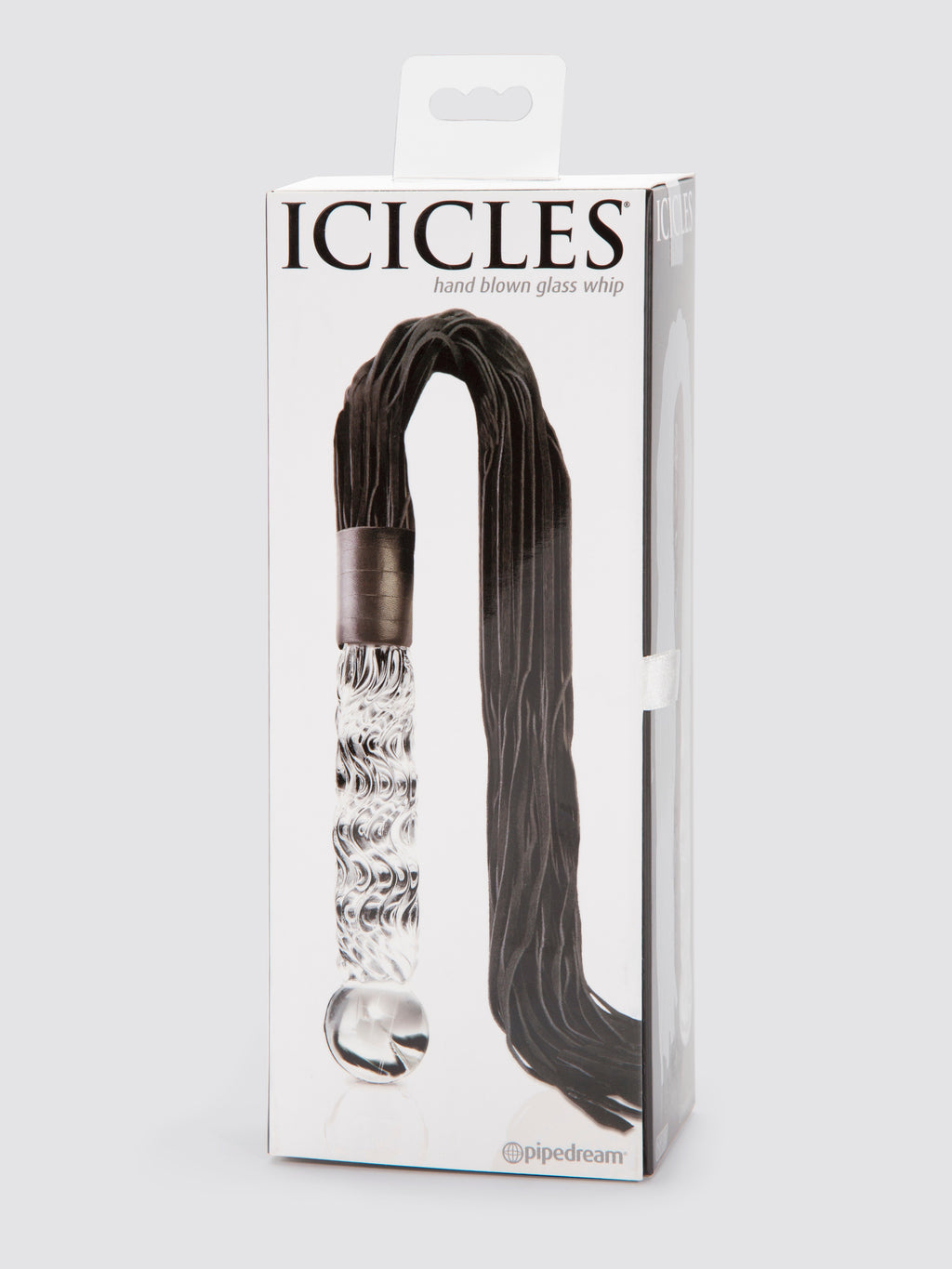 Icicles No 38 Glass Dildo with Leather Flogger, Clear