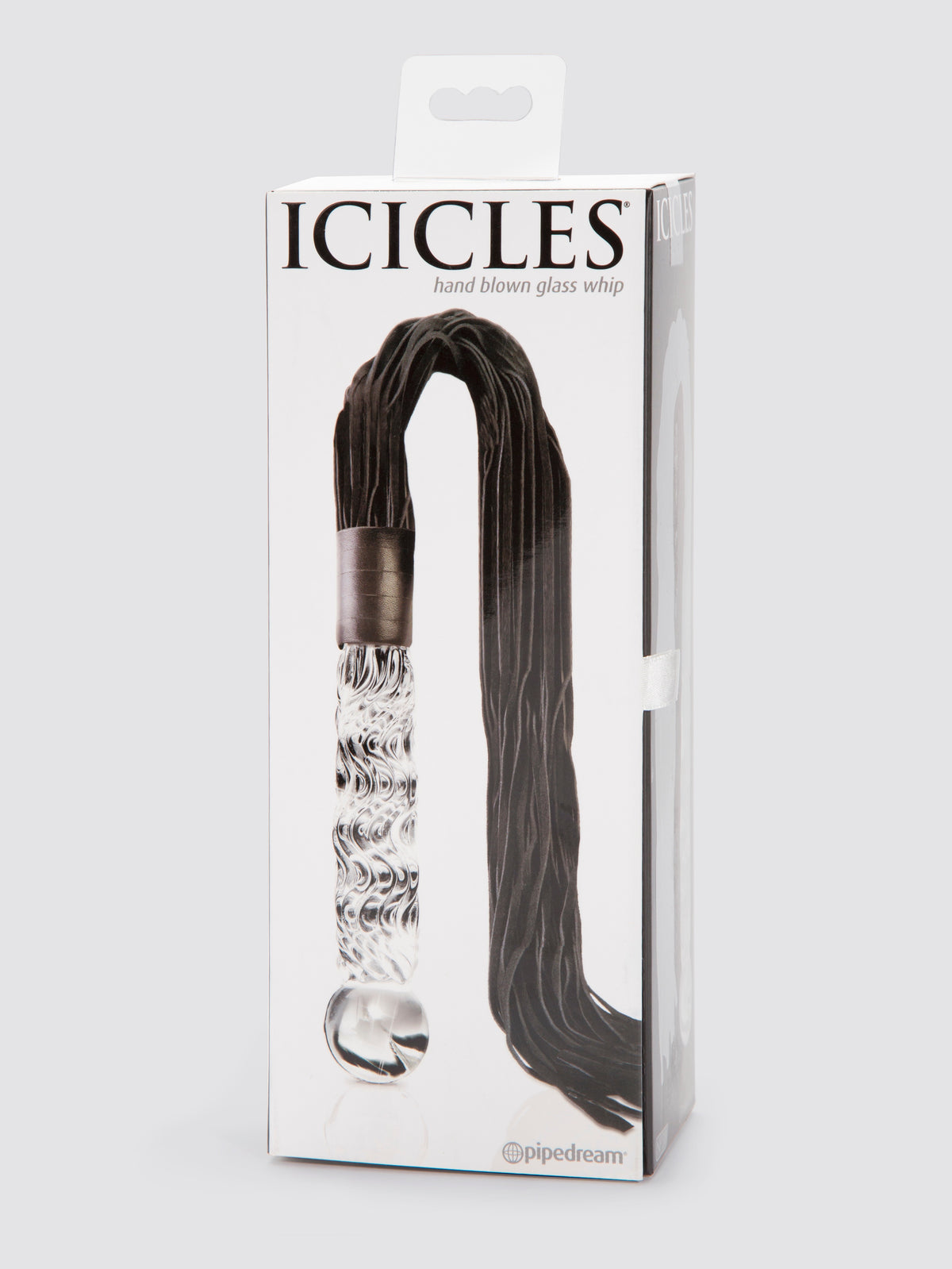 Icicles No 38 Glass Dildo with Leather Flogger, Clear