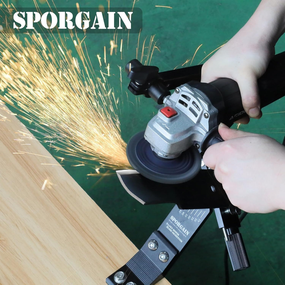 Lawn Mower Blade Sharpener &amp; Lawn Mower Blade r, 15°-45° Adjustable Mower Blade Sharpener and High Precision Magnetic Mower Blade r for Many Types of Mower Blade, Black
