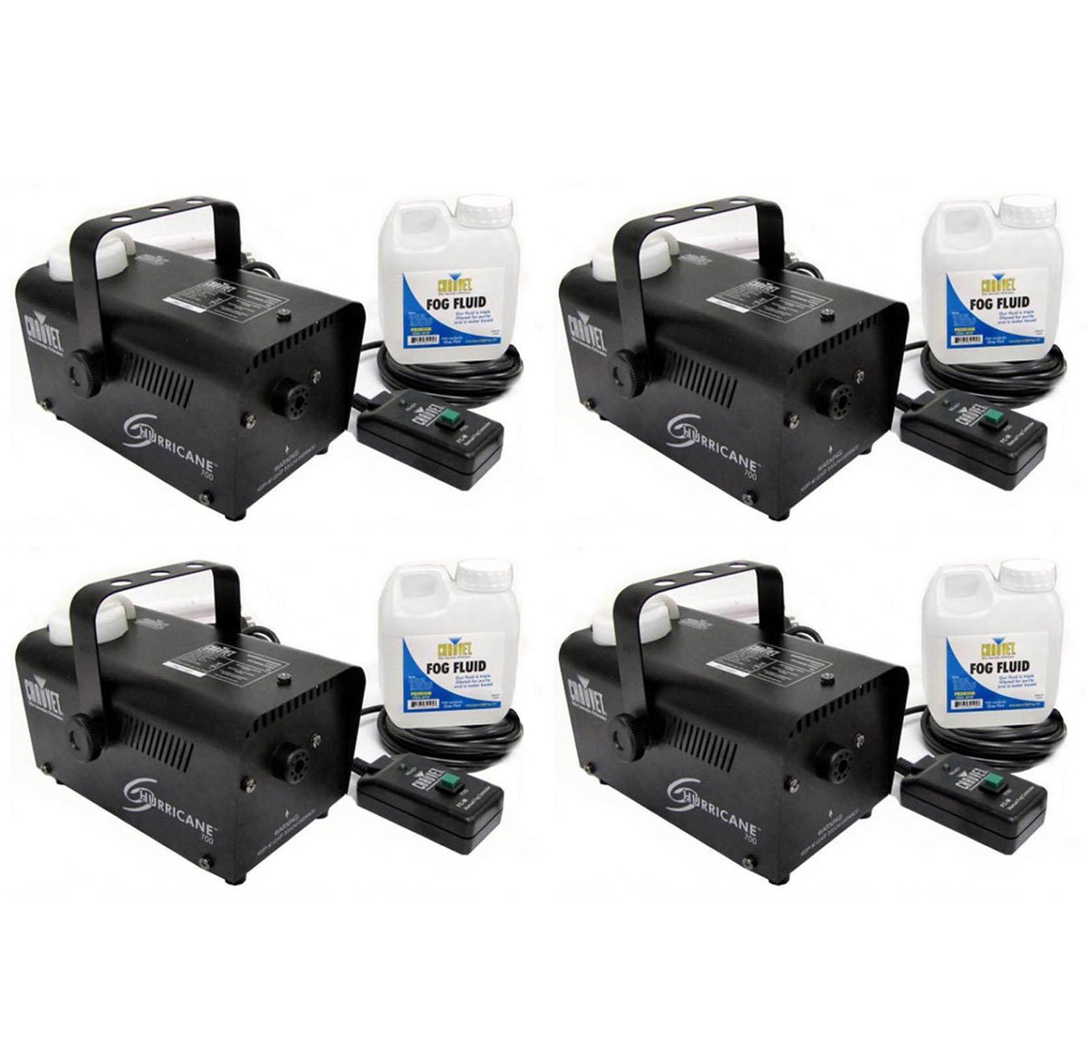 (4) Chauvet Halloween DJ Fog Smoke Machines w/ Fog Fluid &amp; Wired Remote | H-700