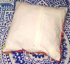 Suzani Cushion Cover 16x16, Embroidery Decorative Throw Pillow Case, Indian Bohemian Hippie Outdoor Cushions, Pom Pom Boho Pillow Shams (20)