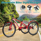MOONCOOL 24 Inch Adult Mountain Bike 7 Speed 3 Wheel Bike Mountain Tricycle Cruiser Trike with Basket