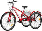 MOONCOOL 24 Inch Adult Mountain Bike 7 Speed 3 Wheel Bike Mountain Tricycle Cruiser Trike with Basket