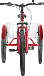 MOONCOOL 24 Inch Adult Mountain Bike 7 Speed 3 Wheel Bike Mountain Tricycle Cruiser Trike with Basket