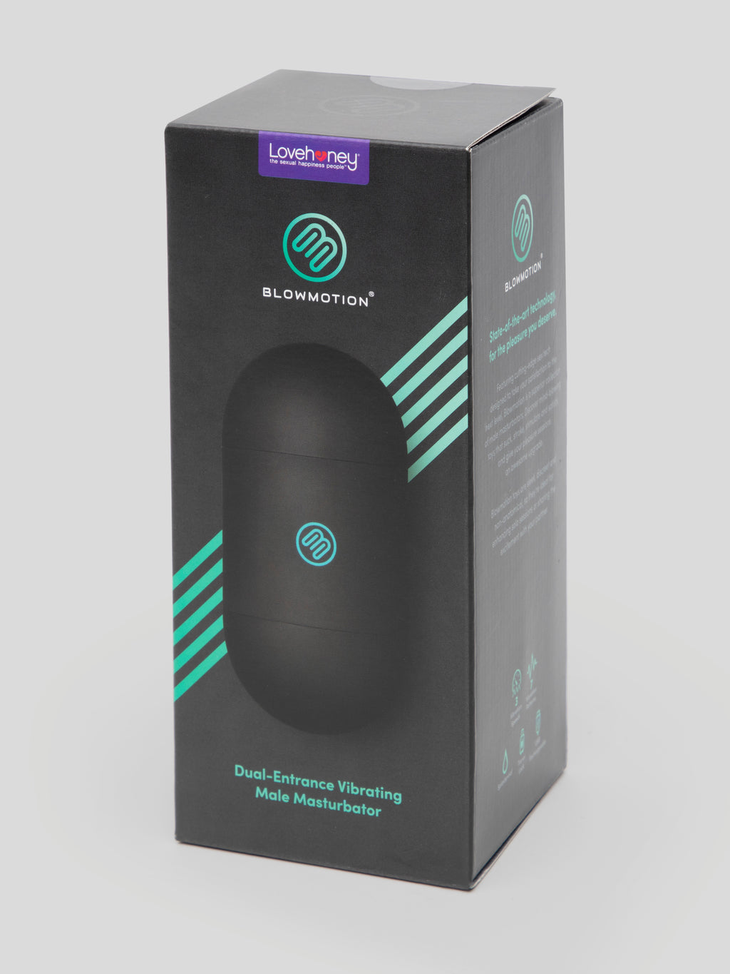 Blowmotion Real-Feel Dual Entrance Textured Vibrating Masturbator, Black