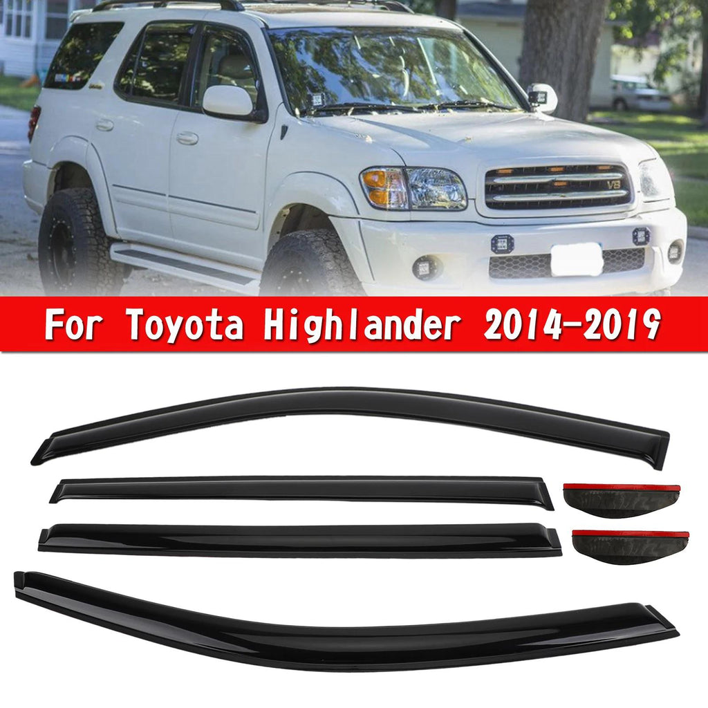 Car Window Sun Rain Guard Visors Kit 6PCS For Toyota Highlander 2014-2023 Generic