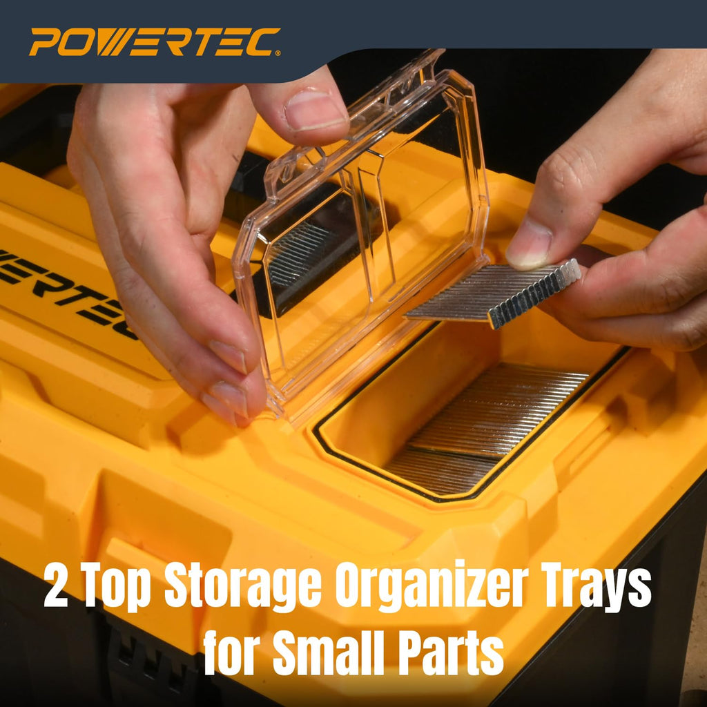 19-Inch Tool Box with Trays - Lockable, Metal Latch, Organizer, Portable Storafor Tools, Small or Mid-Sized Parts (72362)
