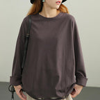 women loose long sleeve hollow cotton t-shirt