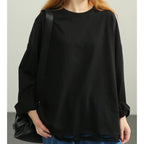 women loose long sleeve hollow cotton t-shirt