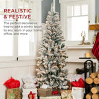 9 ft. Pre-Lit Incandescent Snow Flocked Pencil Artificial Christmas Tree with 500 Clear Lights