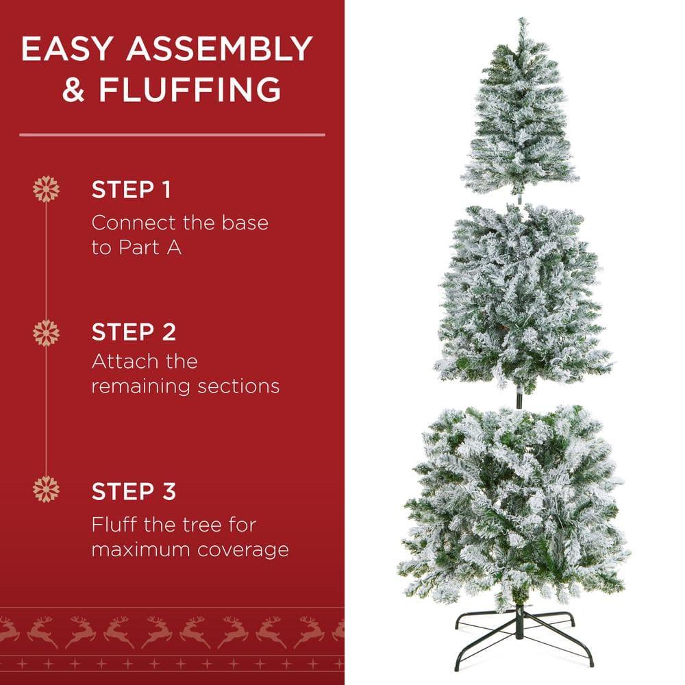 9 ft. Pre-Lit Incandescent Snow Flocked Pencil Artificial Christmas Tree with 500 Clear Lights