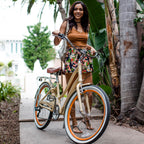 reezero Every journey Women's 7-Speed Step-Through Hybrid Cruiser Bicycle, 26 In. Wheels and 17.5 In. Frame, Cream