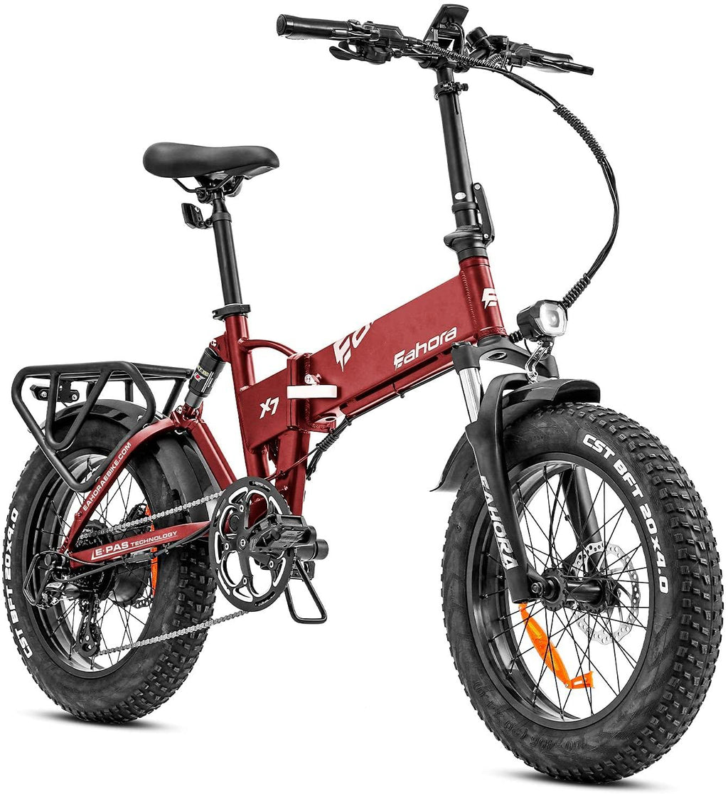 eAhora Electric Bike X7 Plus 750W Fat Tires Electric Bicycle 48V 14AH Electric Bikes for Adults Foldable Frame Commuting Ebikes Dual Hydraulic Brakes Cruise Control System 20 Inch Wheel 8-Speed