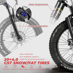 eAhora Electric Bike X7 Plus 750W Fat Tires Electric Bicycle 48V 14AH Electric Bikes for Adults Foldable Frame Commuting Ebikes Dual Hydraulic Brakes Cruise Control System 20 Inch Wheel 8-Speed
