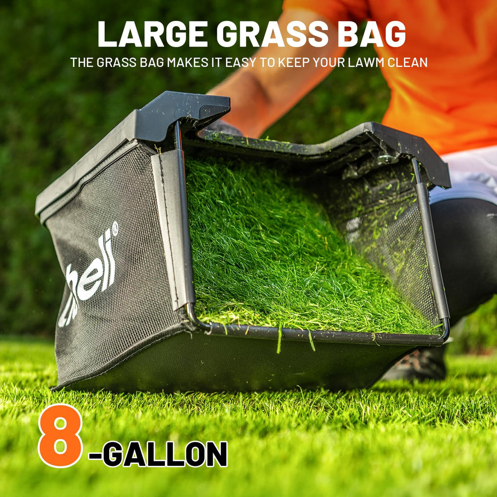 Electric Lawn Mower Cordless,Grass Cutter Machine for 1600 Sq.Ft. Lawnmower with Motor,13 in Cutting Width,8 Gallon Capacity,Cutting Height from 1 to 2.5 in（ 4.0 Battery）