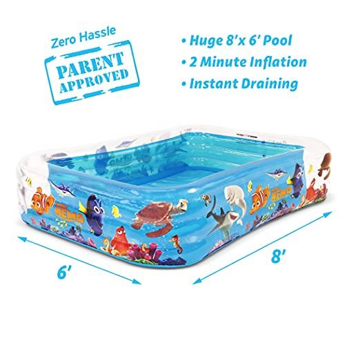 GoFloats Disney Pixar 8’ x 6’ Inflatable Pool Swimming Pool for Kids and Adults – Choose Between Cars, Frozen, Finding Nemo and