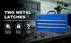 ANTBD133-XU  3 Drawer 20.5" Portable Metal Tool Box: Ball-Bearing Slides and 2 Metal Latches for Secure Closure in Garage, Home or Workbench, Blue