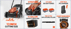 13 Inch Electric Lawn Mower, 2×20V Brushless Mower with 5-Position Height Adjustment, Cordless Push Lawn Mower, 2×5.0Ah Batteries &amp; Charger Included