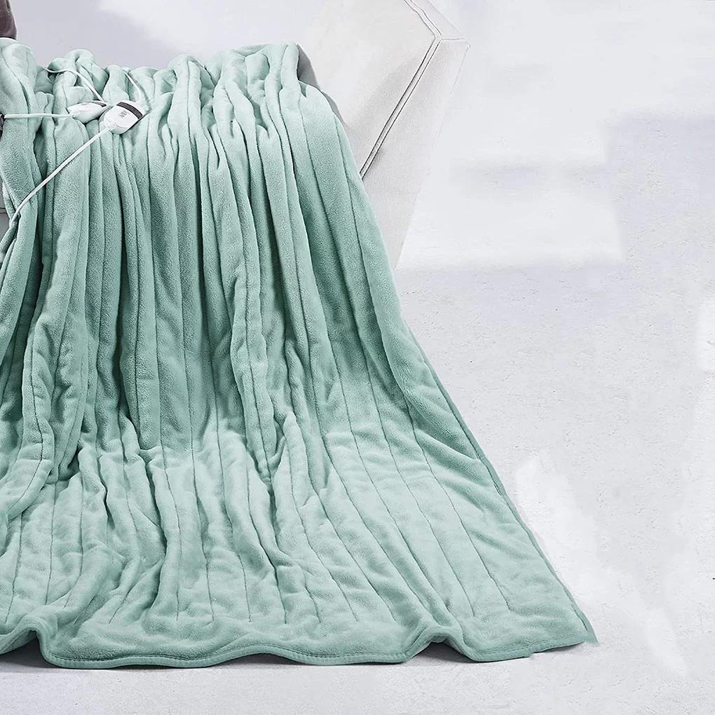 Electric Blanket Heated Throw Size Blanket With Dual Controllers 84"X90" 5+1 High Heat Settings&amp;10Hrs Auto Off Home Office Use (Apple Green)