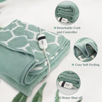 Electric Blanket Heated Throw Size Blanket With Dual Controllers 84"X90" 5+1 High Heat Settings&amp;10Hrs Auto Off Home Office Use (Apple Green)