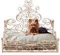 French Iron WHITE SCROLL Dog Pet Cat Bed Victorian Antique Fleur de Lis European by Intelligent
