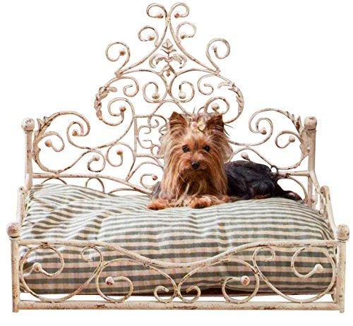 French Iron WHITE SCROLL Dog Pet Cat Bed Victorian Antique Fleur de Lis European by Intelligent