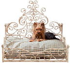 French Iron WHITE SCROLL Dog Pet Cat Bed Victorian Antique Fleur de Lis European by Intelligent