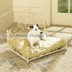 French Iron WHITE SCROLL Dog Pet Cat Bed Victorian Antique Fleur de Lis European by Intelligent