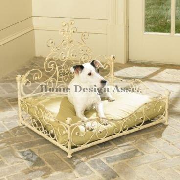 French Iron WHITE SCROLL Dog Pet Cat Bed Victorian Antique Fleur de Lis European by Intelligent